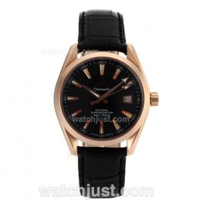 AAA Quality UK Sale Omega Seamaster Automatic Fake Watch With Black Dial For Men