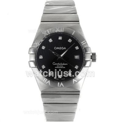 Perfect UK Omega Constellation Automatic Fake Watch With Black Dial For Men