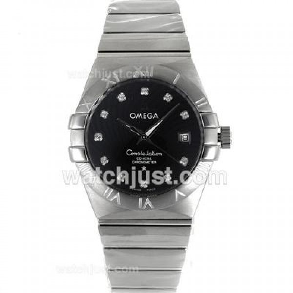Perfect UK Omega Constellation Automatic Fake Watches With Black Dials For Men