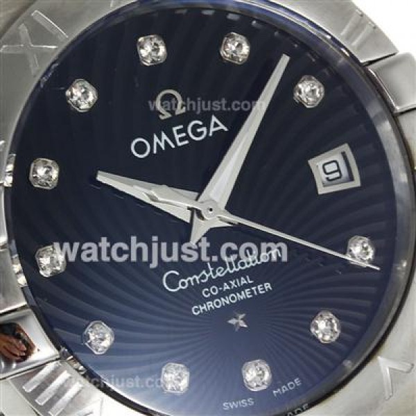 Perfect UK Omega Constellation Automatic Fake Watches With Black Dials For Men