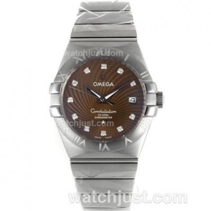 Cheap UK Omega Constellation Automatic Fake Watches With Brown Dials For Men