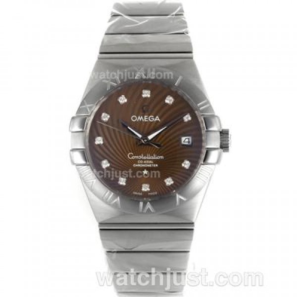 Cheap UK Omega Constellation Automatic Fake Watches With Brown Dials For Men