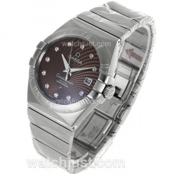 Cheap UK Omega Constellation Automatic Fake Watches With Brown Dials For Men