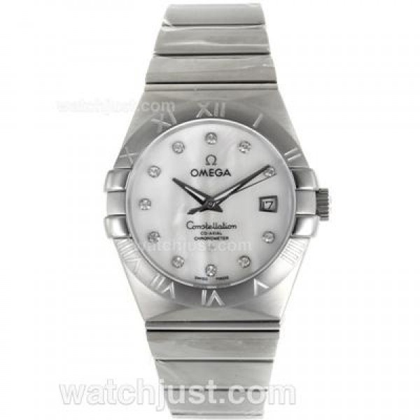 Cheap UK Omega Constellation Automatic Fake Watches With White Mother-of-pearl Dials For Men