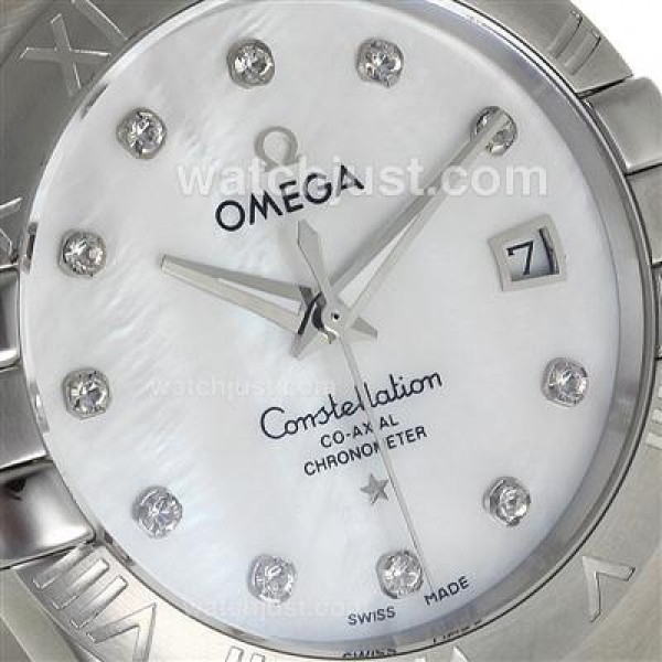 Cheap UK Omega Constellation Automatic Fake Watches With White Mother-of-pearl Dials For Men