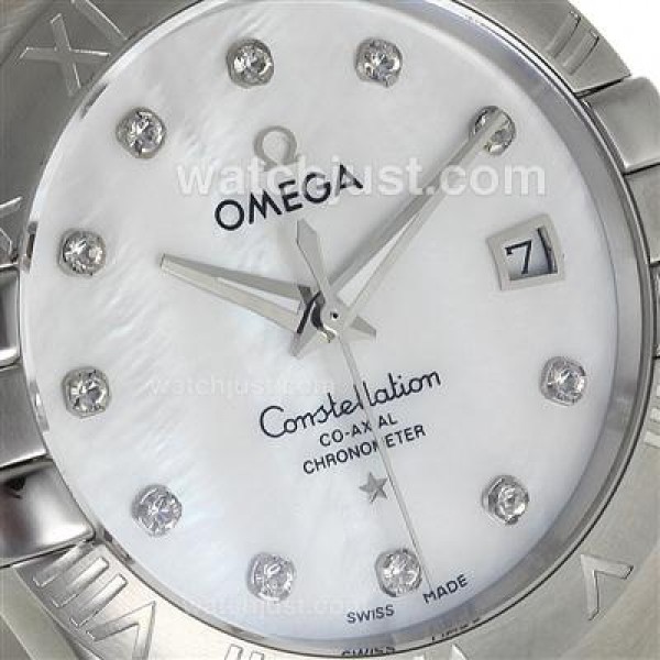 Cheap UK Omega Constellation Automatic Fake Watch With White Mother-of-pearl Dial For Men