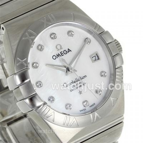 Cheap UK Omega Constellation Automatic Fake Watches With White Mother-of-pearl Dials For Men