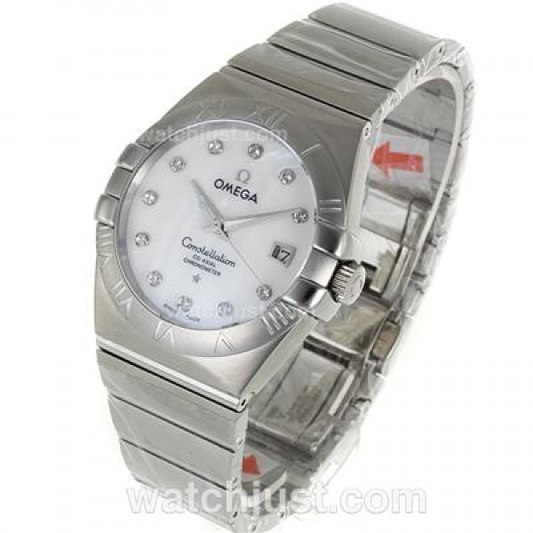 Cheap UK Omega Constellation Automatic Fake Watches With White Mother-of-pearl Dials For Men