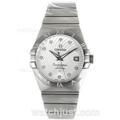 Cheap UK Omega Constellation Automatic Fake Watch With White Mother-of-pearl Dial For Men