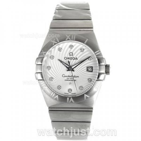 Cheap UK Omega Constellation Automatic Fake Watches With White Mother-of-pearl Dials For Men