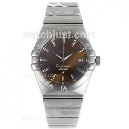 Cheap UK Omega Constellation Automatic Fake Watches With Brown Dials For Men