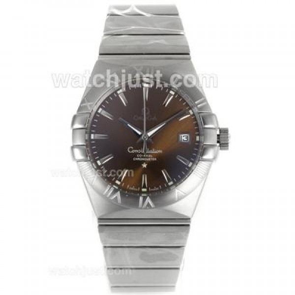 Cheap UK Omega Constellation Automatic Fake Watches With Brown Dials For Men