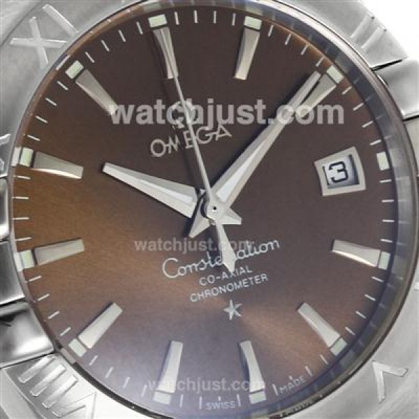 Cheap UK Omega Constellation Automatic Fake Watches With Brown Dials For Men