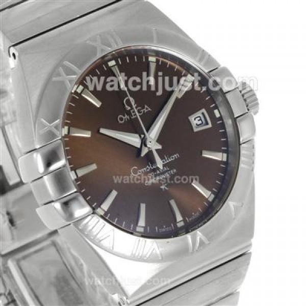 Cheap UK Omega Constellation Automatic Fake Watches With Brown Dials For Men