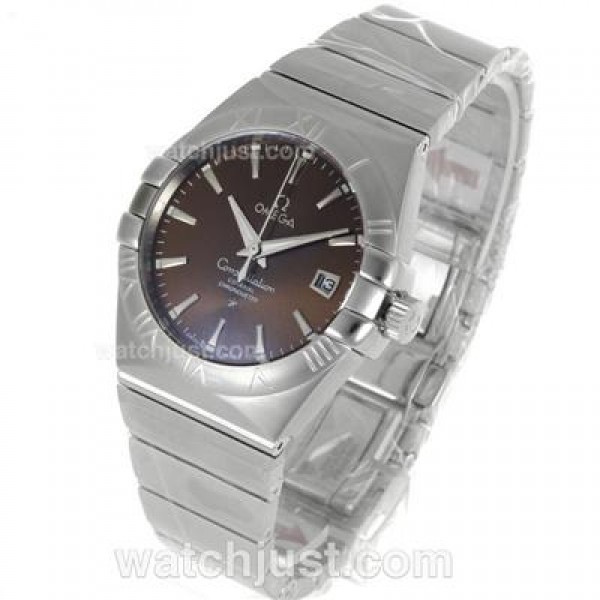 Cheap UK Omega Constellation Automatic Fake Watches With Brown Dials For Men