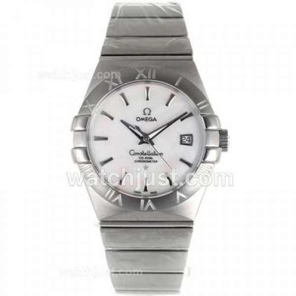 Cheap UK Omega Constellation Automatic Fake Watches With White Dials For Men