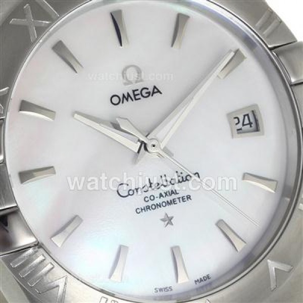 Cheap UK Omega Constellation Automatic Fake Watches With White Dials For Men