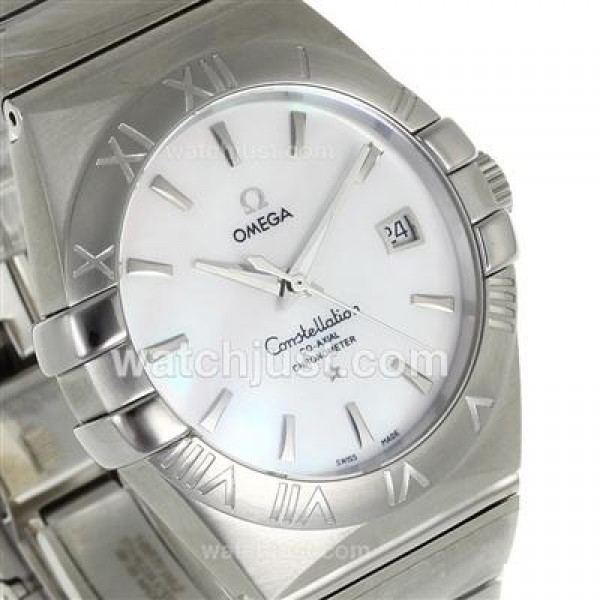 Cheap UK Omega Constellation Automatic Fake Watches With White Dials For Men