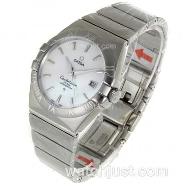 Cheap UK Omega Constellation Automatic Fake Watches With White Dials For Men