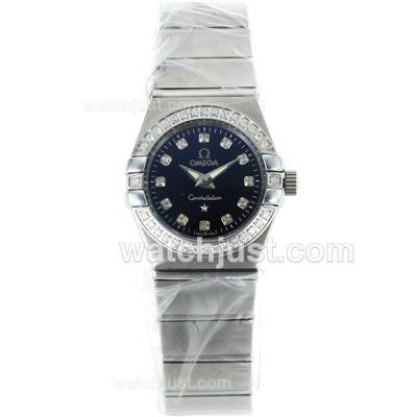 Best UK Omega Constellation Automatic Fake Watch With Black Dial For Women