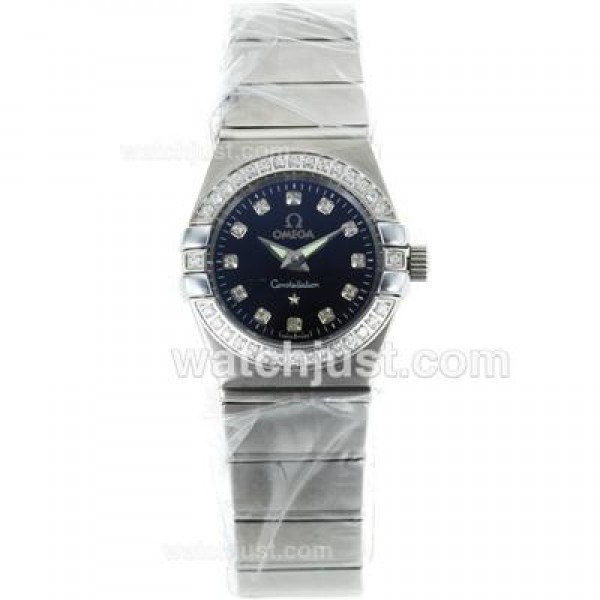 Best UK Omega Constellation Automatic Fake Watch With Black Dial For Women