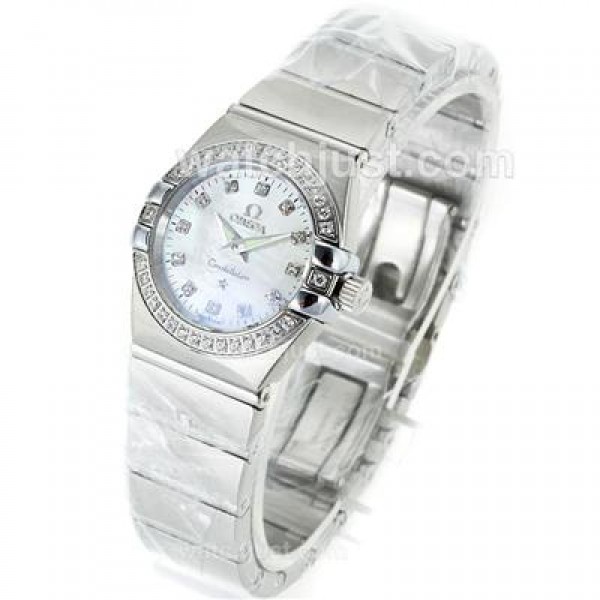 Perfect UK Omega Constellation Automatic Fake Watch With White Dial For Women