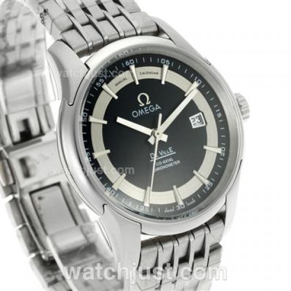 Cheap UK Sale Omega De Ville Automatic Fake Watches With Black Dials For Men