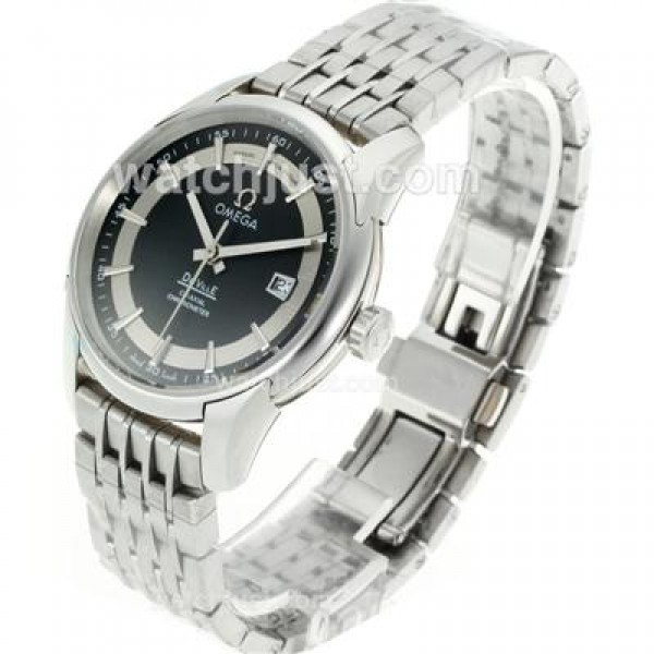 Cheap UK Sale Omega De Ville Automatic Fake Watches With Black Dials For Men