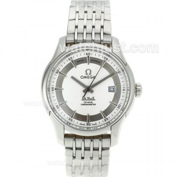 Cheap UK Sale Omega De Ville Automatic Replica Watches With White Dials For Men