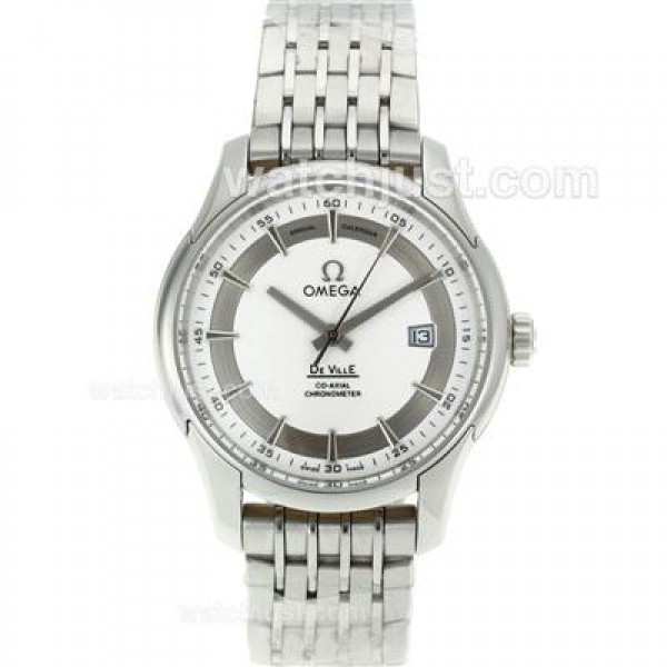 Cheap UK Sale Omega De Ville Automatic Replica Watch With White Dial For Men