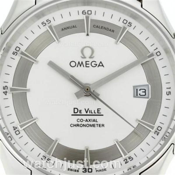 Cheap UK Sale Omega De Ville Automatic Replica Watches With White Dials For Men