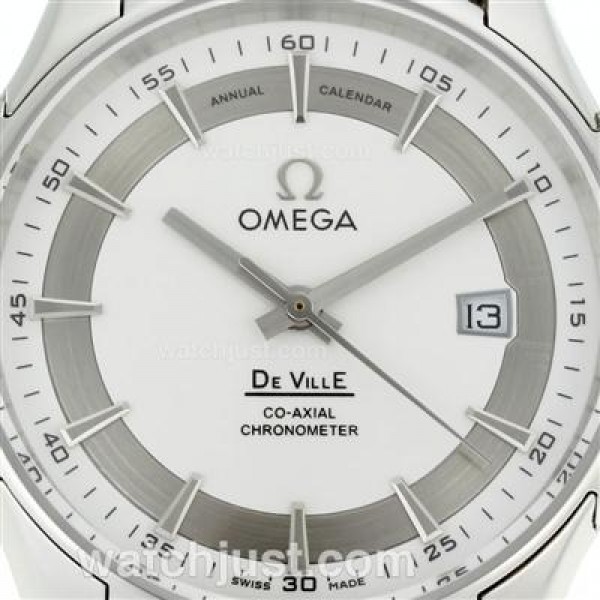 Cheap UK Sale Omega De Ville Automatic Replica Watch With White Dial For Men