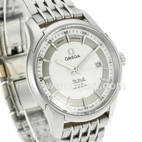 Cheap UK Sale Omega De Ville Automatic Replica Watch With White Dial For Men