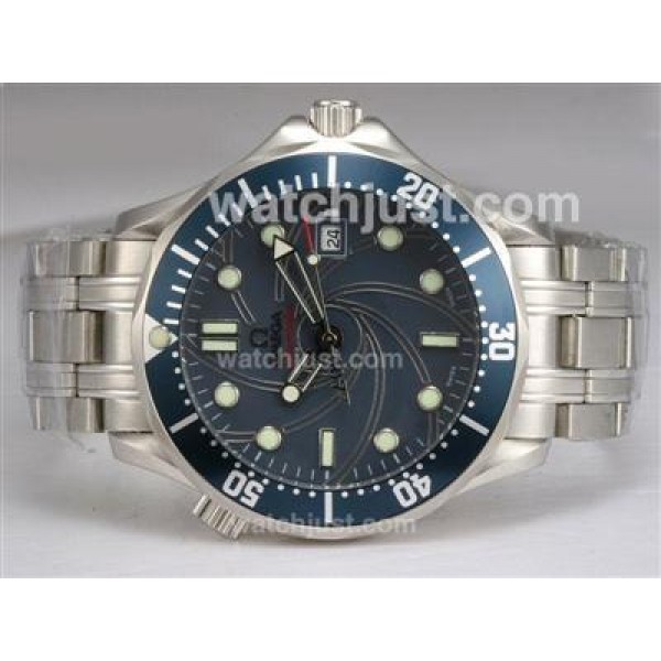 Best UK Sale Omega Seamaster Automatic Replica Watch With Blue Dial For Men