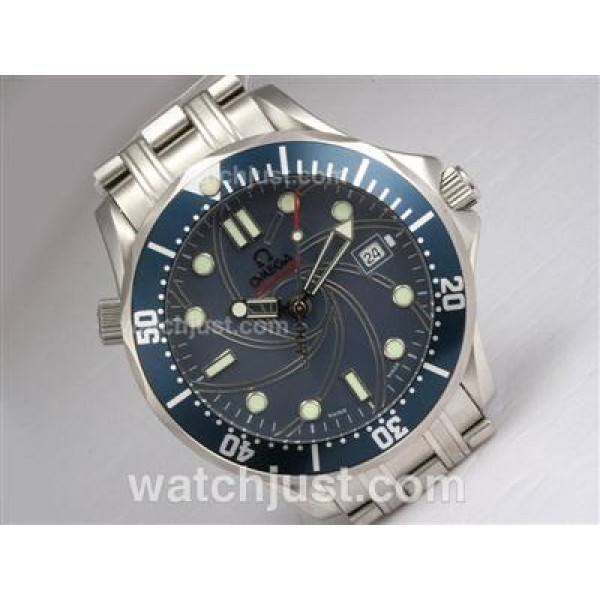 Best UK Sale Omega Seamaster Automatic Replica Watch With Blue Dial For Men