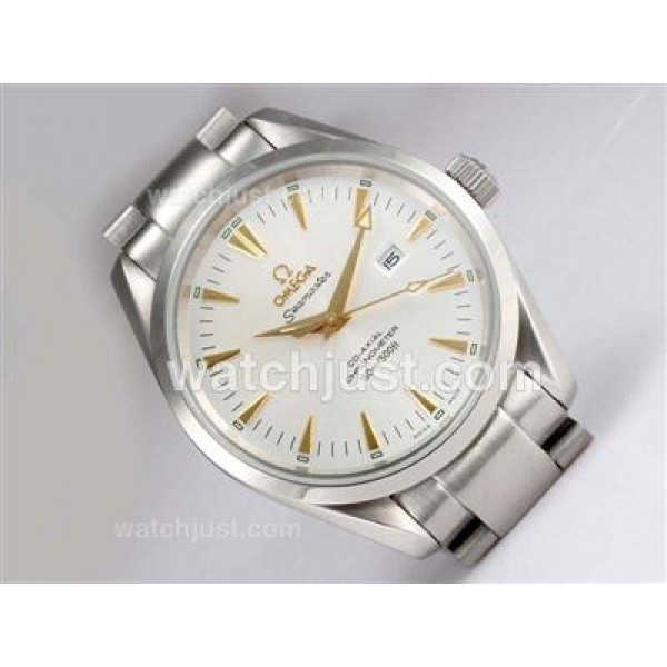 1:1 Best UK Sale Omega Seamaster Automatic Fake Watch With White Dial For Men