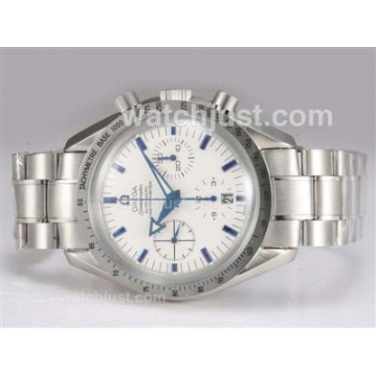 Quality UK Sale Omega Speedmaster Automatic Replica Watches With White Dials For Men