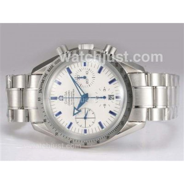 Quality UK Sale Omega Speedmaster Automatic Replica Watches With White Dials For Men