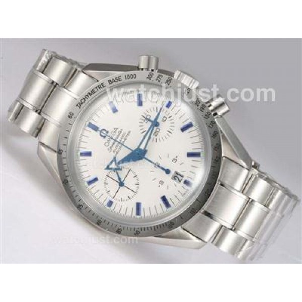 Quality UK Sale Omega Speedmaster Automatic Replica Watches With White Dials For Men