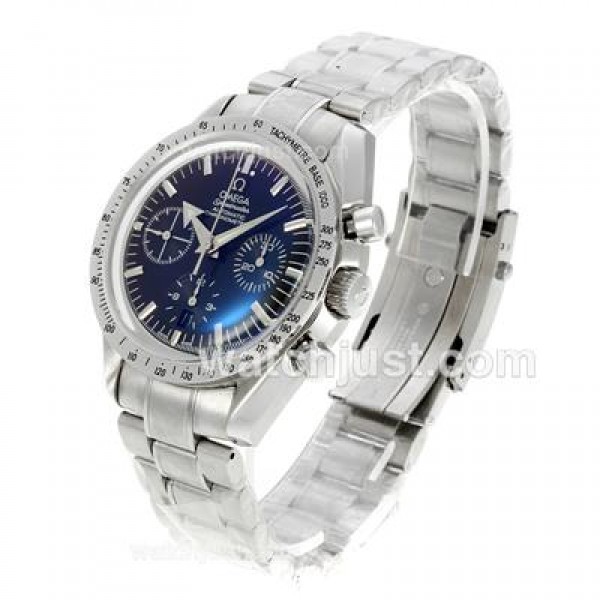 Best UK Sale Omega Speedmaster Automatic Fake Watch With Blue Dial For Men