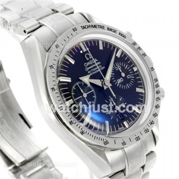 Best UK Sale Omega Speedmaster Automatic Fake Watch With Blue Dial For Men