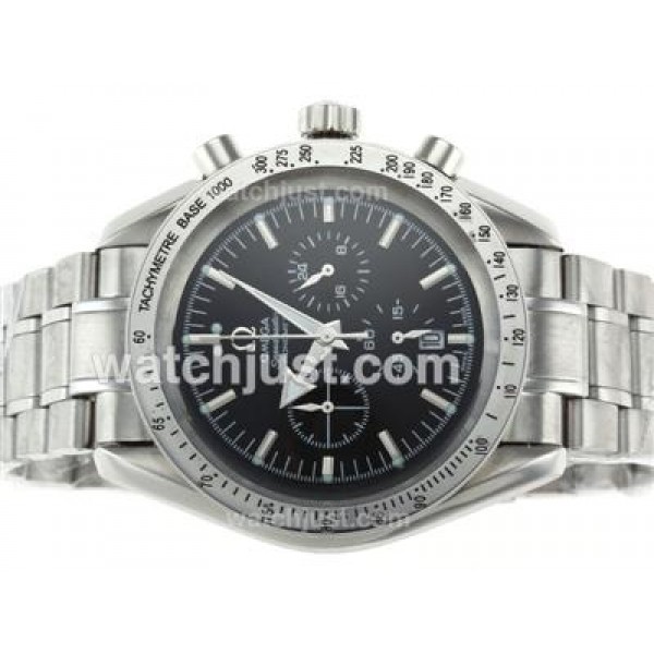 Best UK Sale Omega Speedmaster Automatic Fake Watch With Black Dial For Men