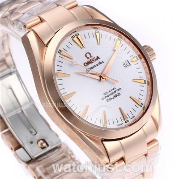 Waterproof UK Sale Omega Seamaster Automatic Fake Watch With White Dial For Men