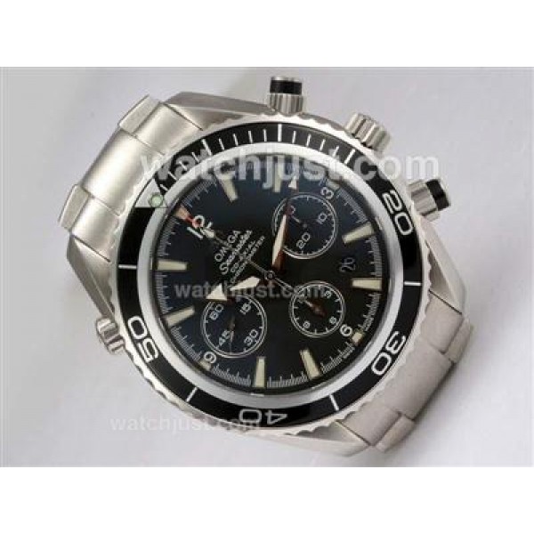 Waterproof UK Sale Omega Seamaster Automatic Fake Watches With Black Dials For Men