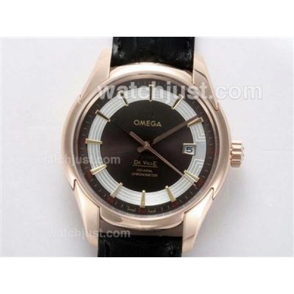 1:1 Perfecy UK Sale Omega Hour Vision Automatic Fake Watch With Brown And White Dial For Men