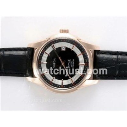 Perfect UK Sale Omega Hour Vision Automatic Fake Watch With Black And White Dial For Men
