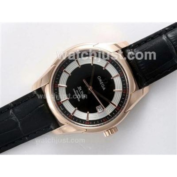 Perfect UK Sale Omega Hour Vision Automatic Fake Watch With Black And White Dial For Men