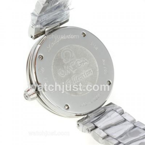 Quality UK Sale Omega Ladymatic Quartz Replica Watch With Black Dial For Women