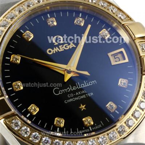 Perfect UK Omega Constellation Automatic Replica Watch With Black Dial For Women