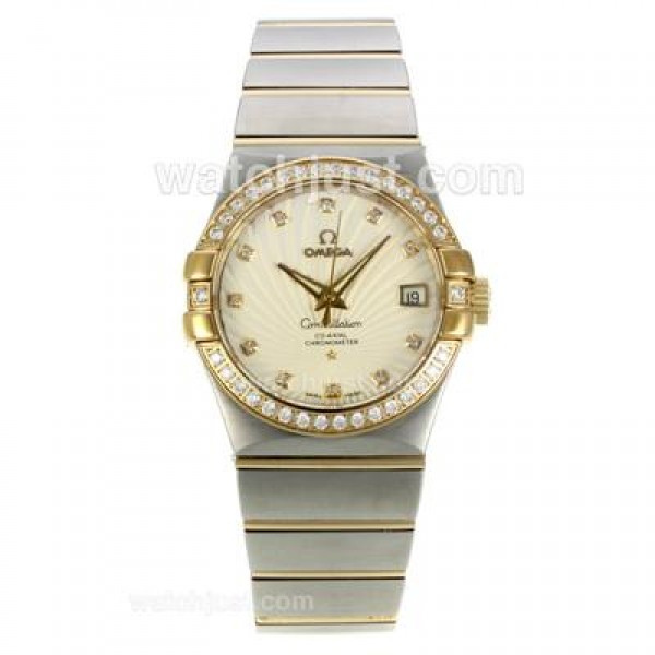 Best UK Omega Constellation Automatic Fake Watch With White Mother-of-pearl Dial For Women